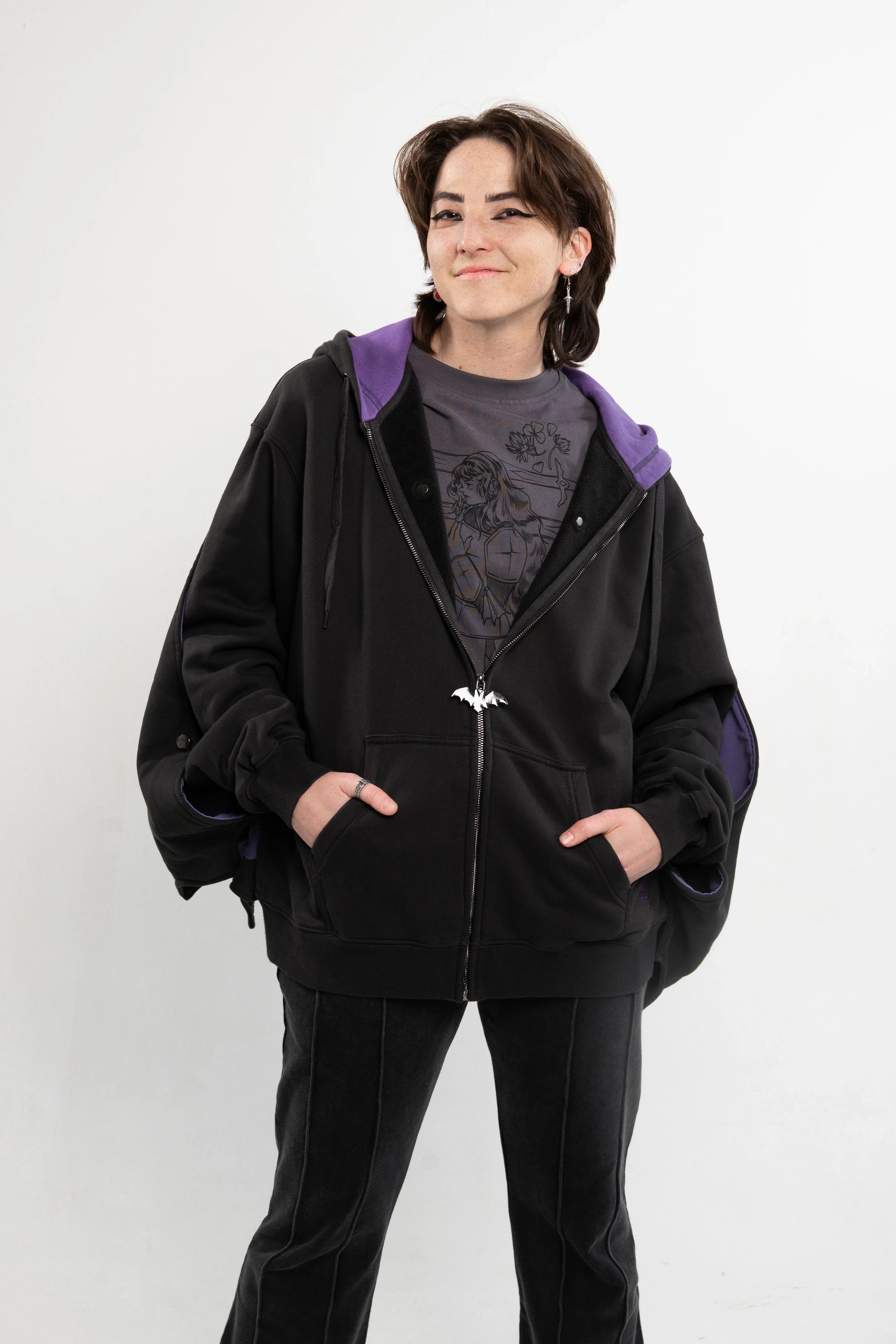 Bat Wing Zip Up Hoodie - Image 16