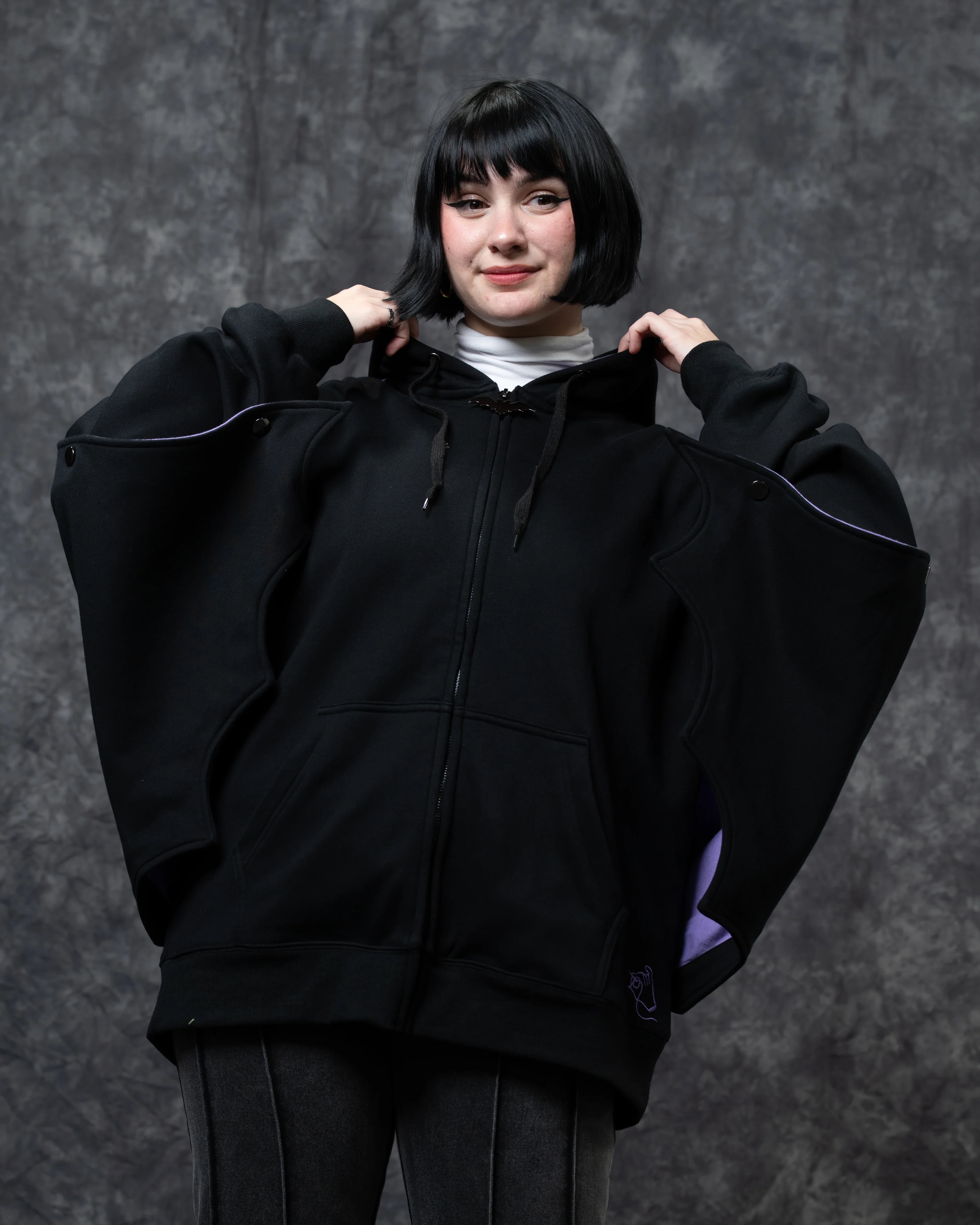 Bat Wing Zip Up Hoodie - Image 9