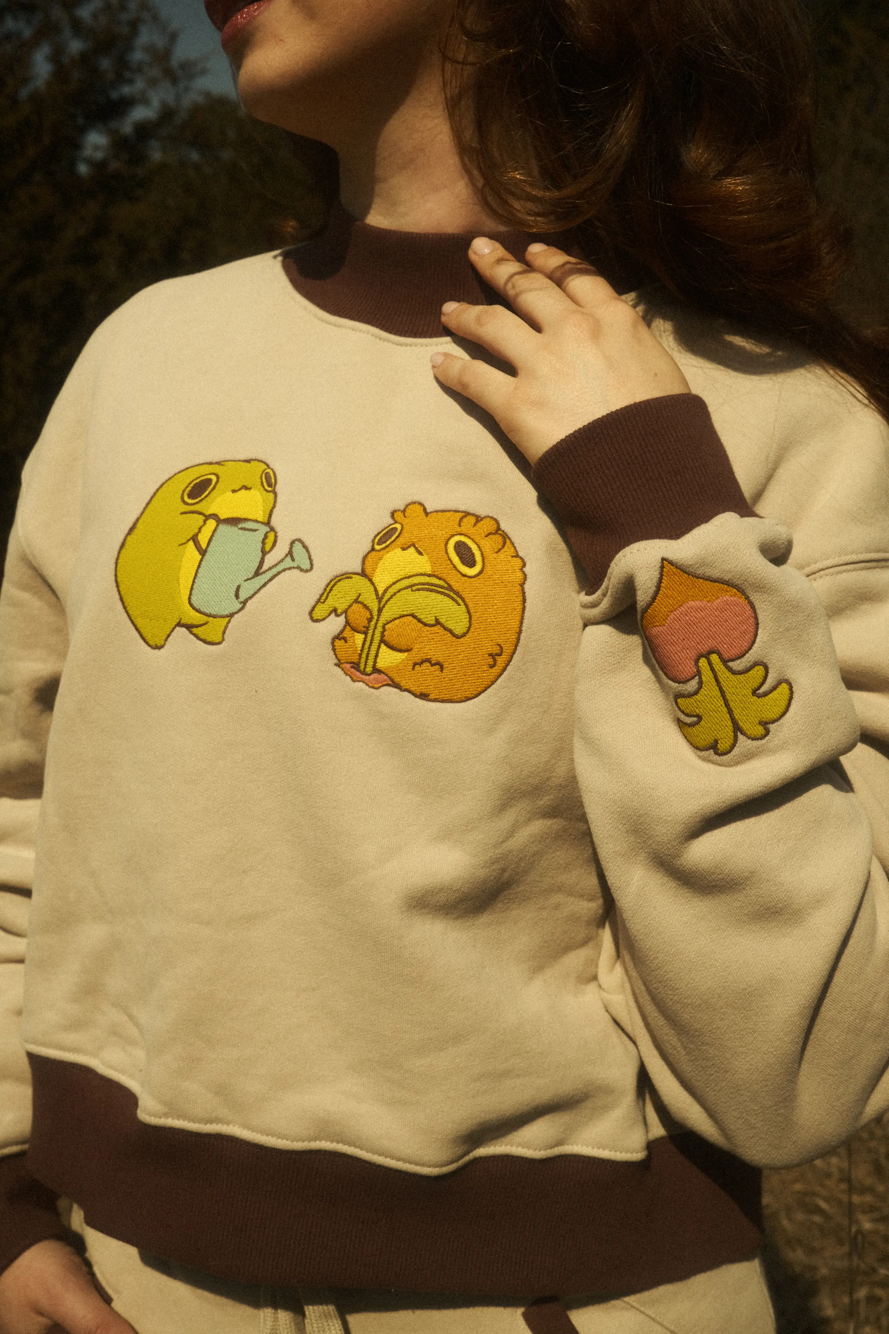 Beige Farming Mock Neck Sweater - Image 3