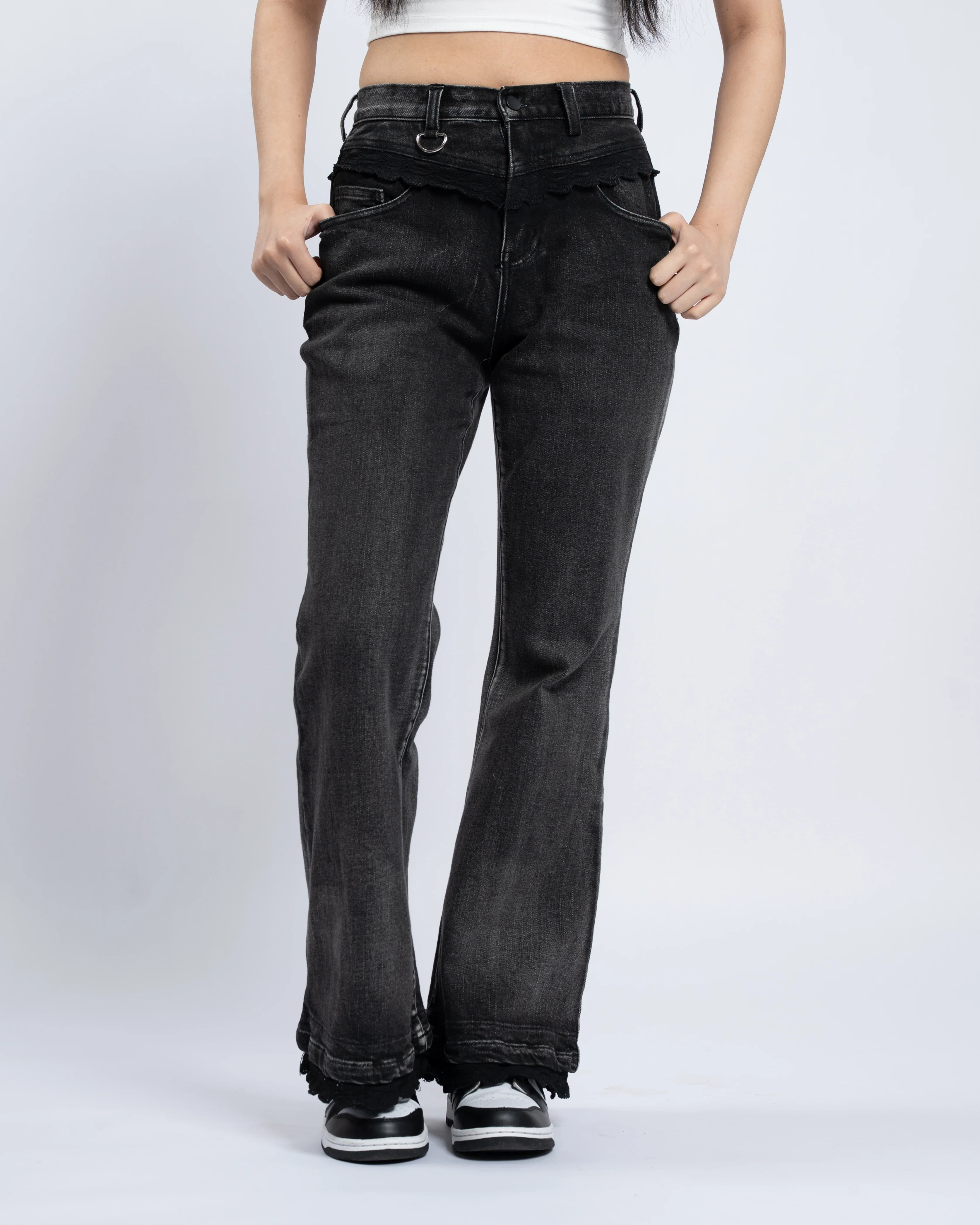 Black Lace Jeans - Image 3