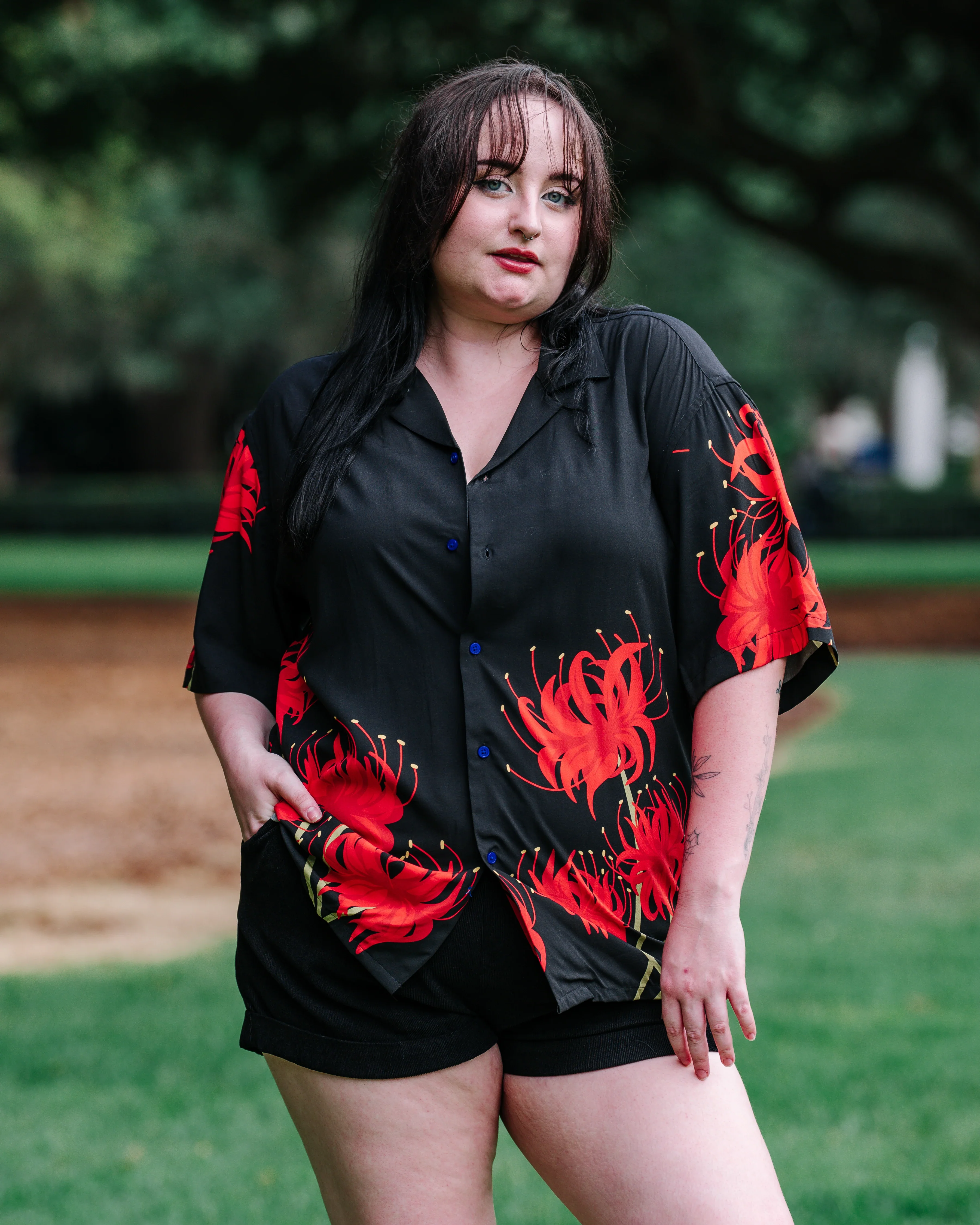 Blue Spider Lily Button Up - Image 3