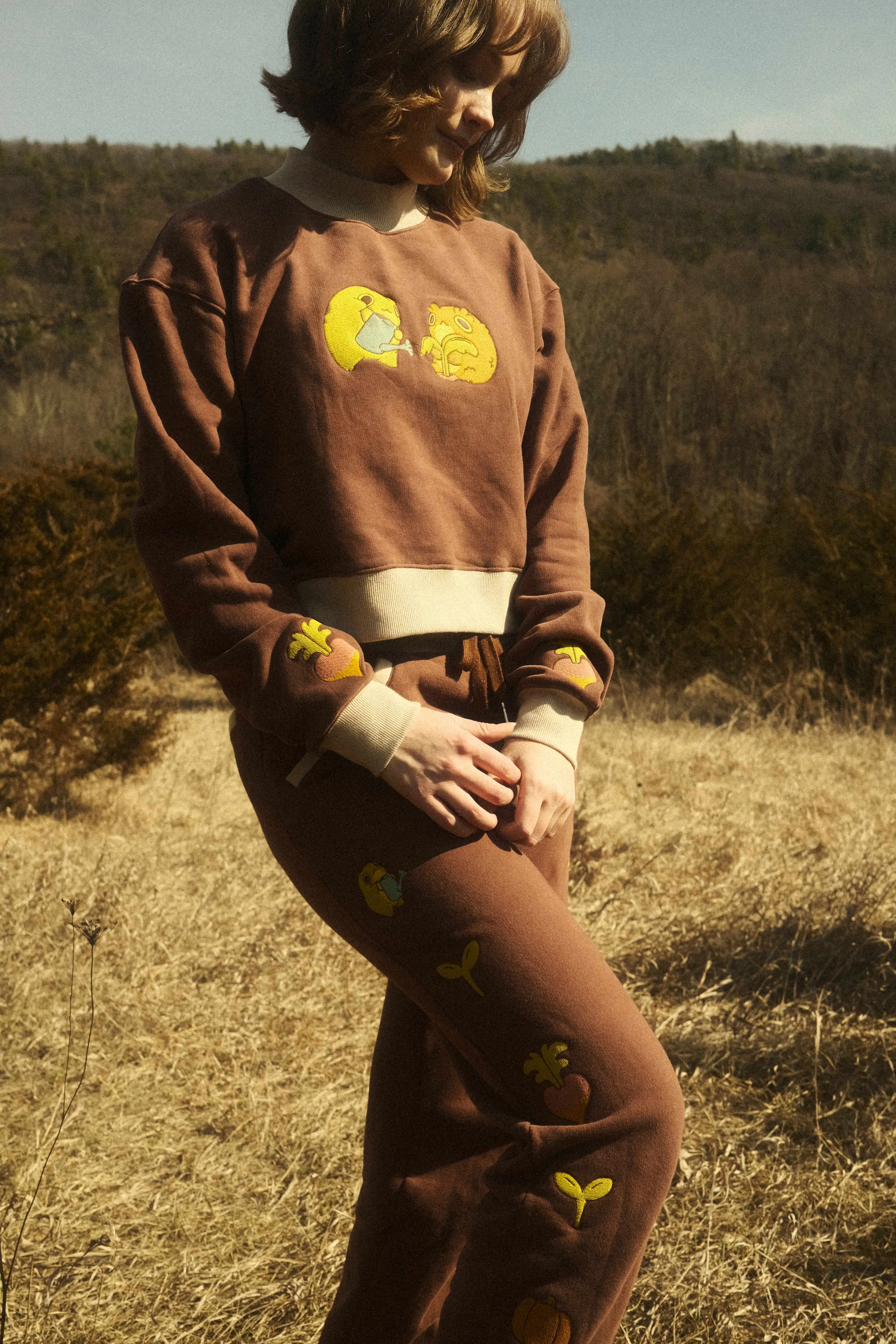 Brown Farming Mock Neck Sweater - Image 4