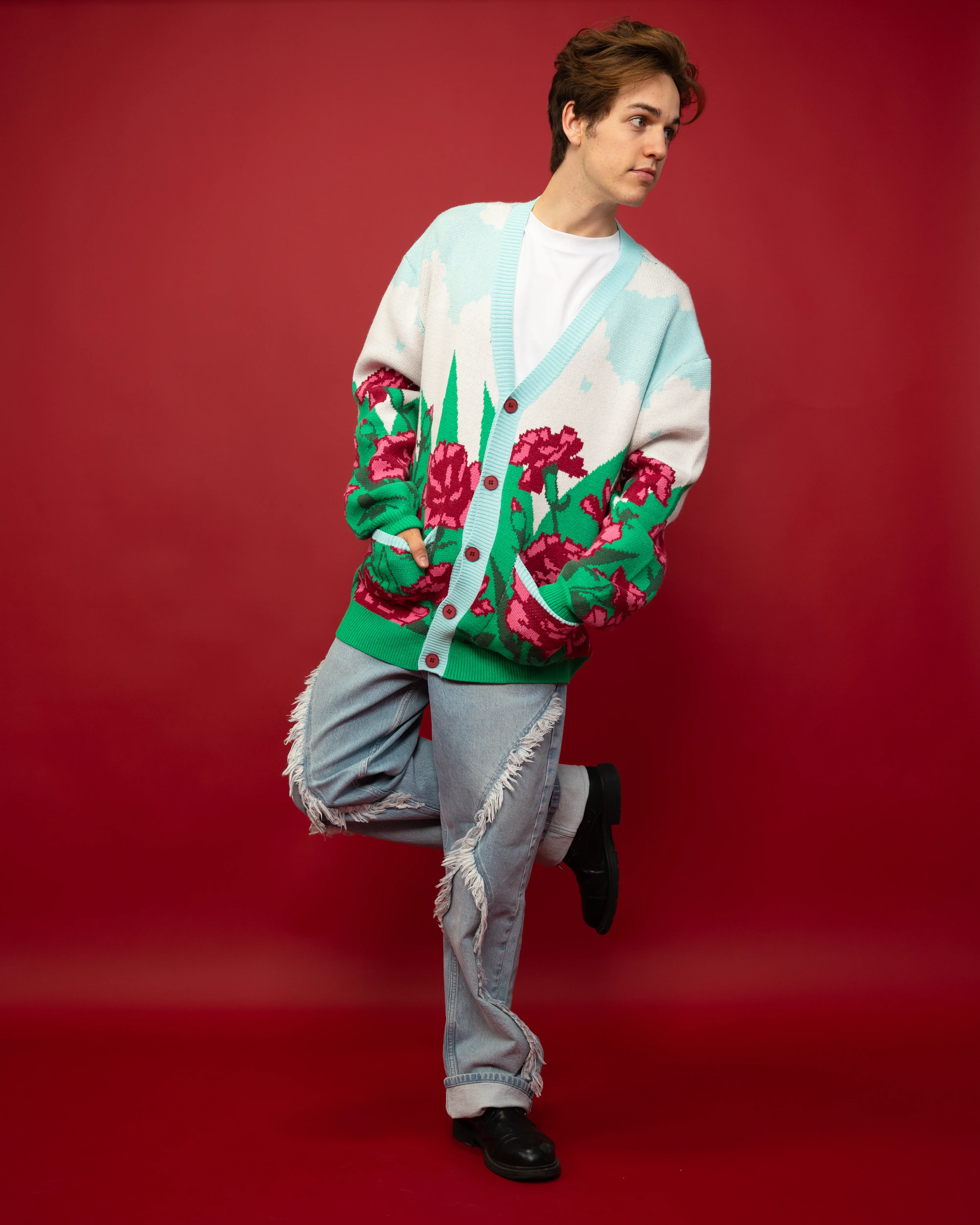 Carnation Flower Cardigan - Image 7