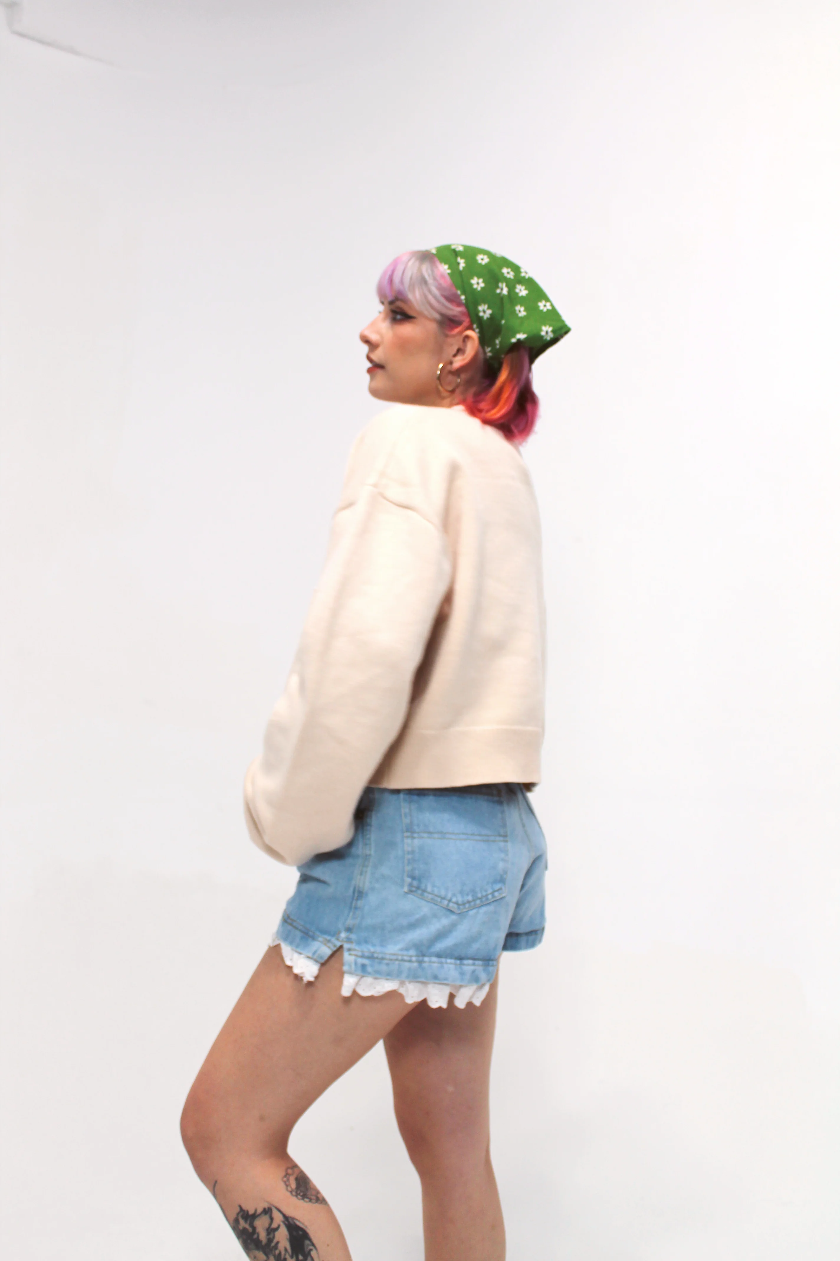 Cropped Beige/Cream/Nude Cardigan - Image 5