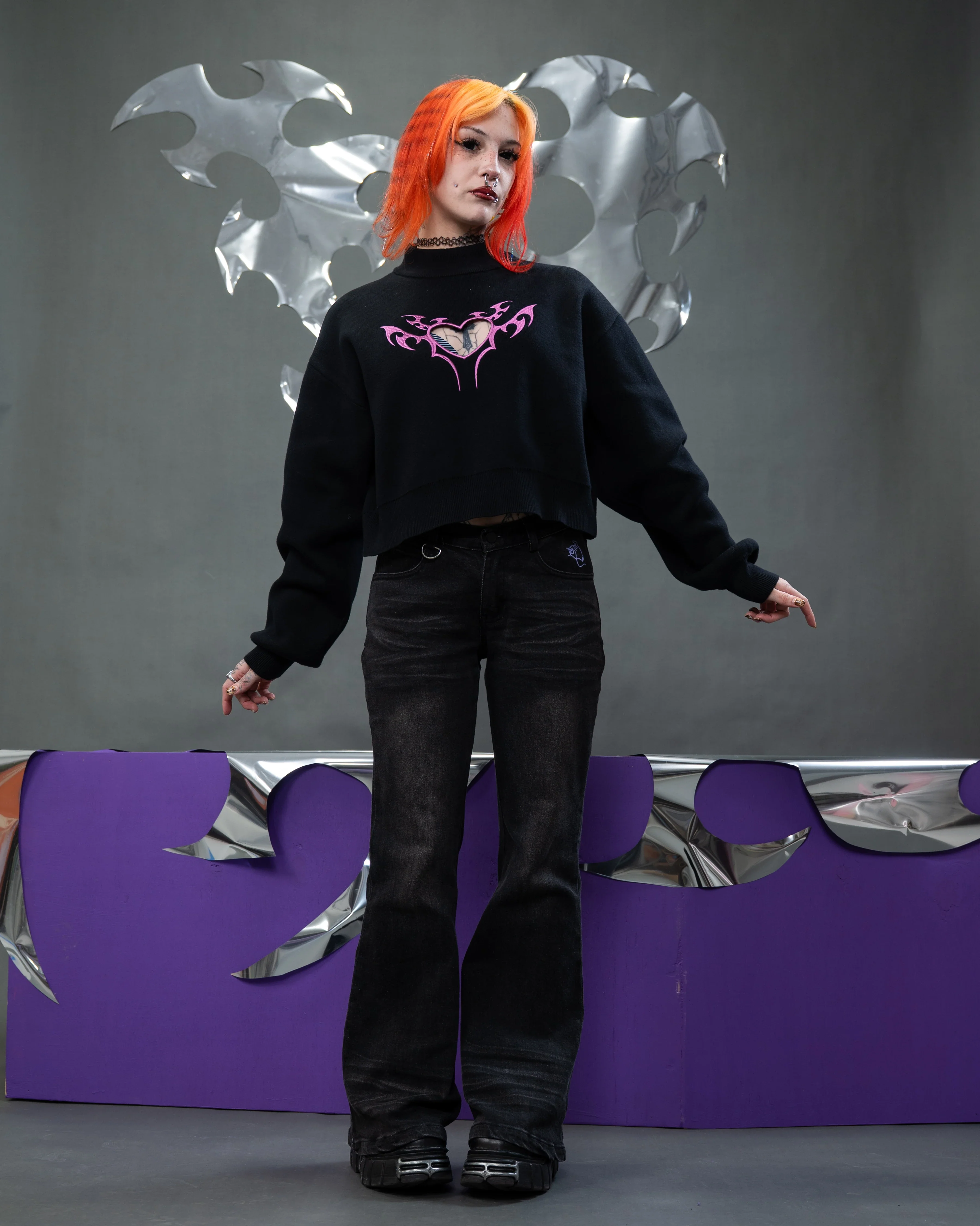 Cyber Heart Cut Out Sweater - Image 3