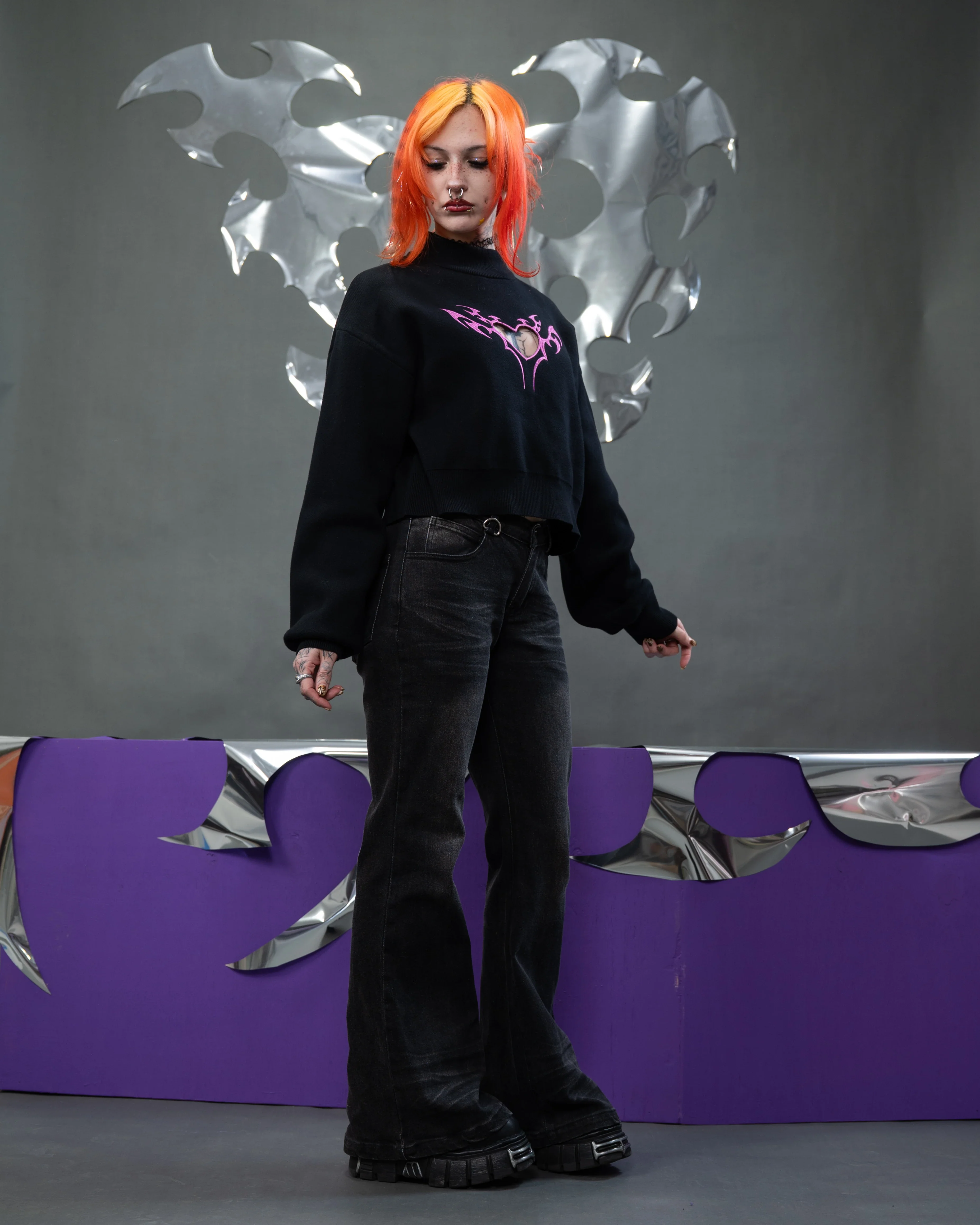 Cyber Heart Cut Out Sweater - Image 6