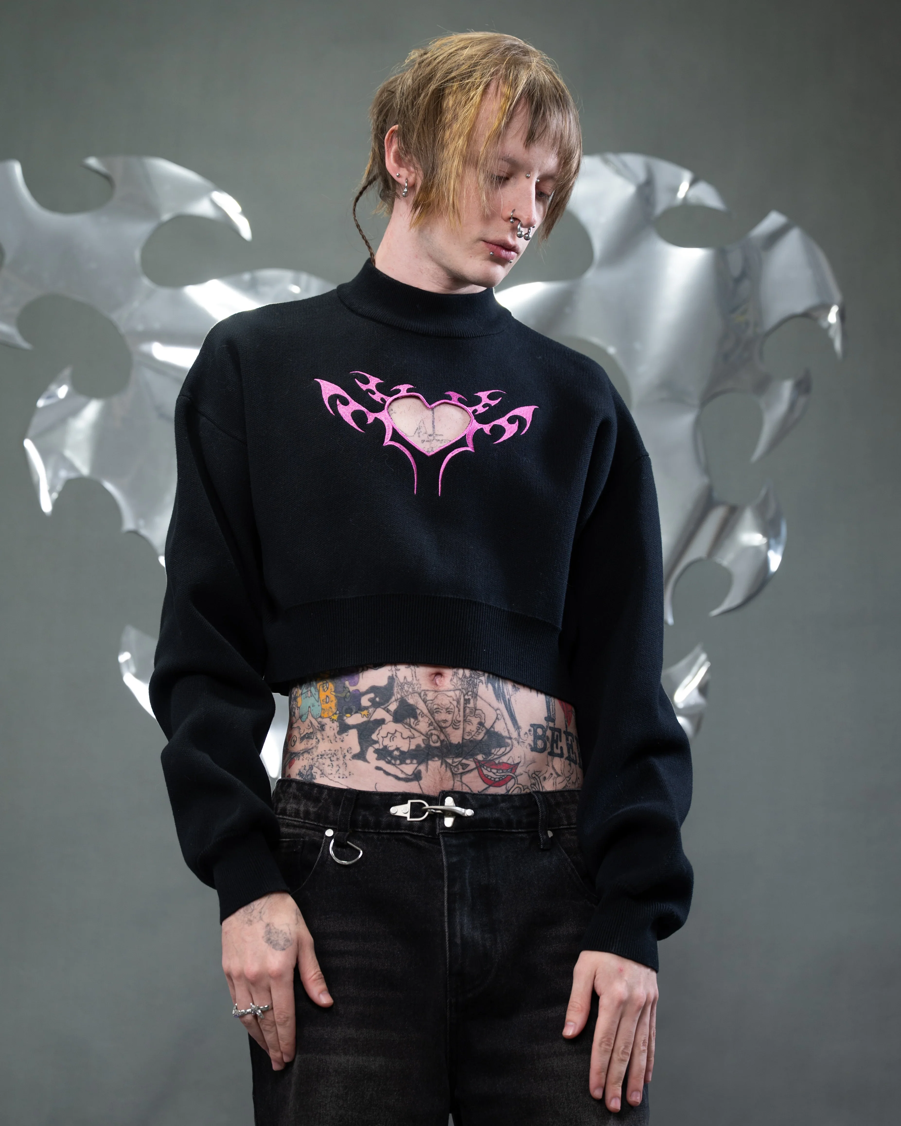 Cyber Heart Cut Out Sweater - Image 7