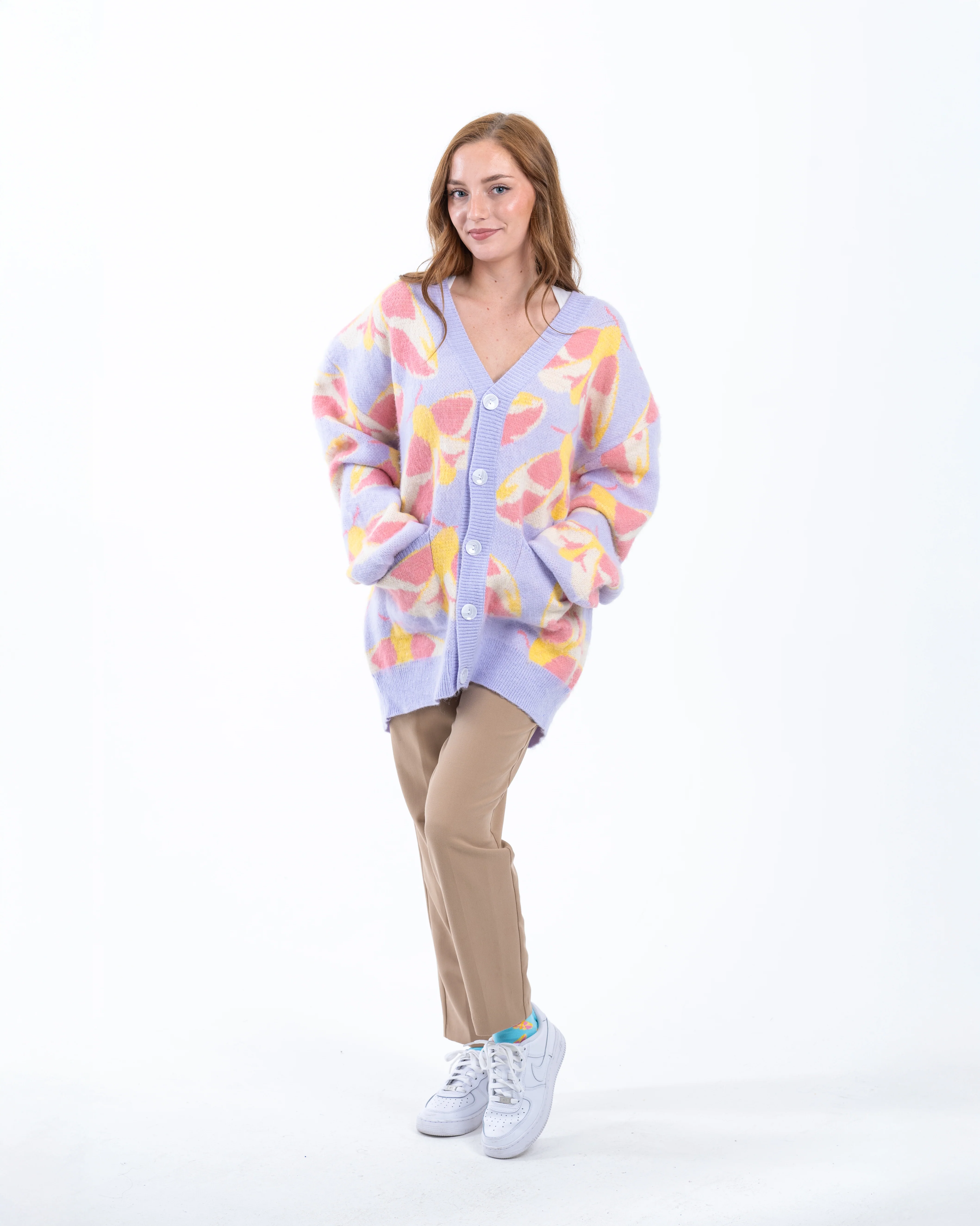 Fuzzy Rosy Maple Moth Cardigan - Image 3