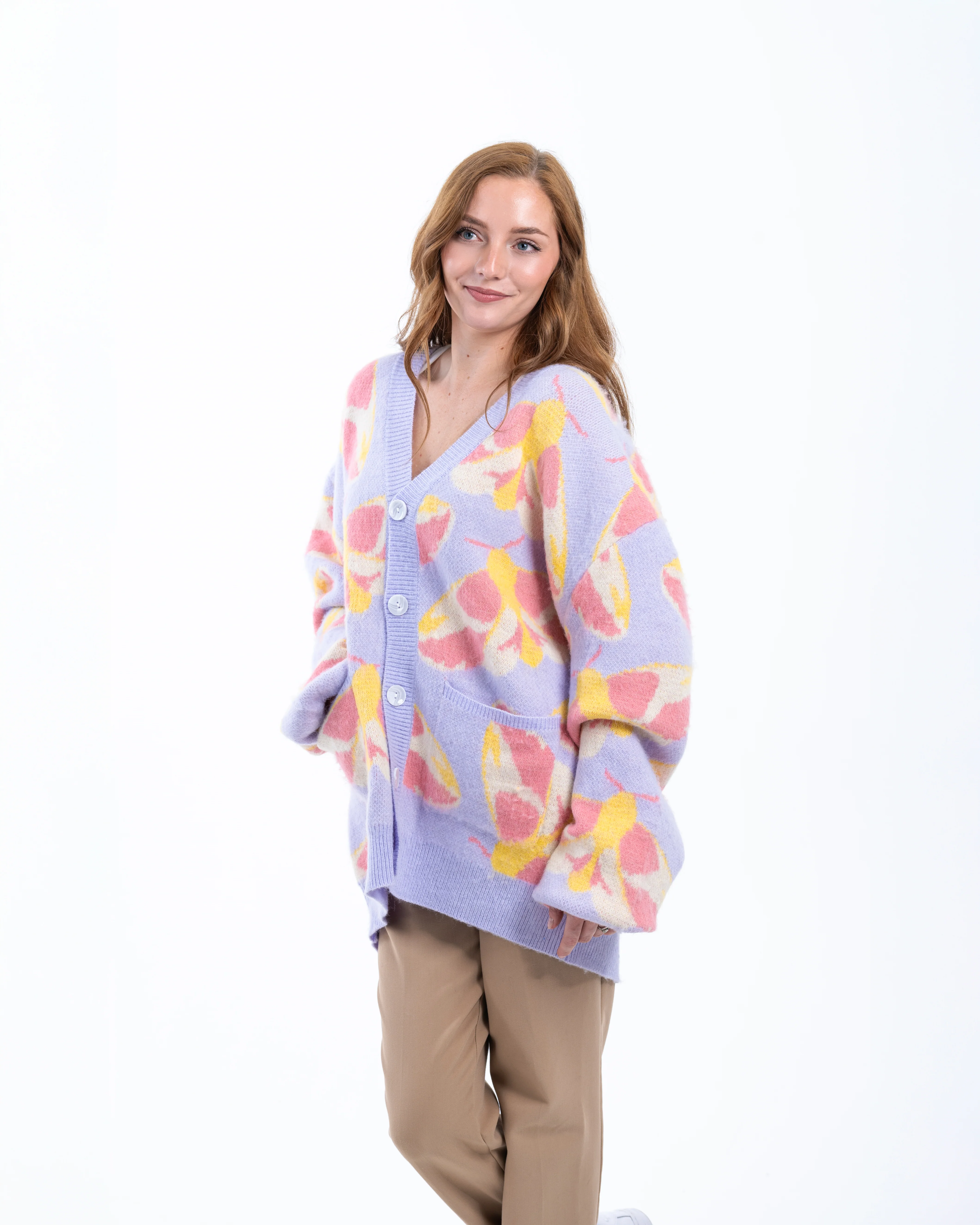 Fuzzy Rosy Maple Moth Cardigan - Image 4