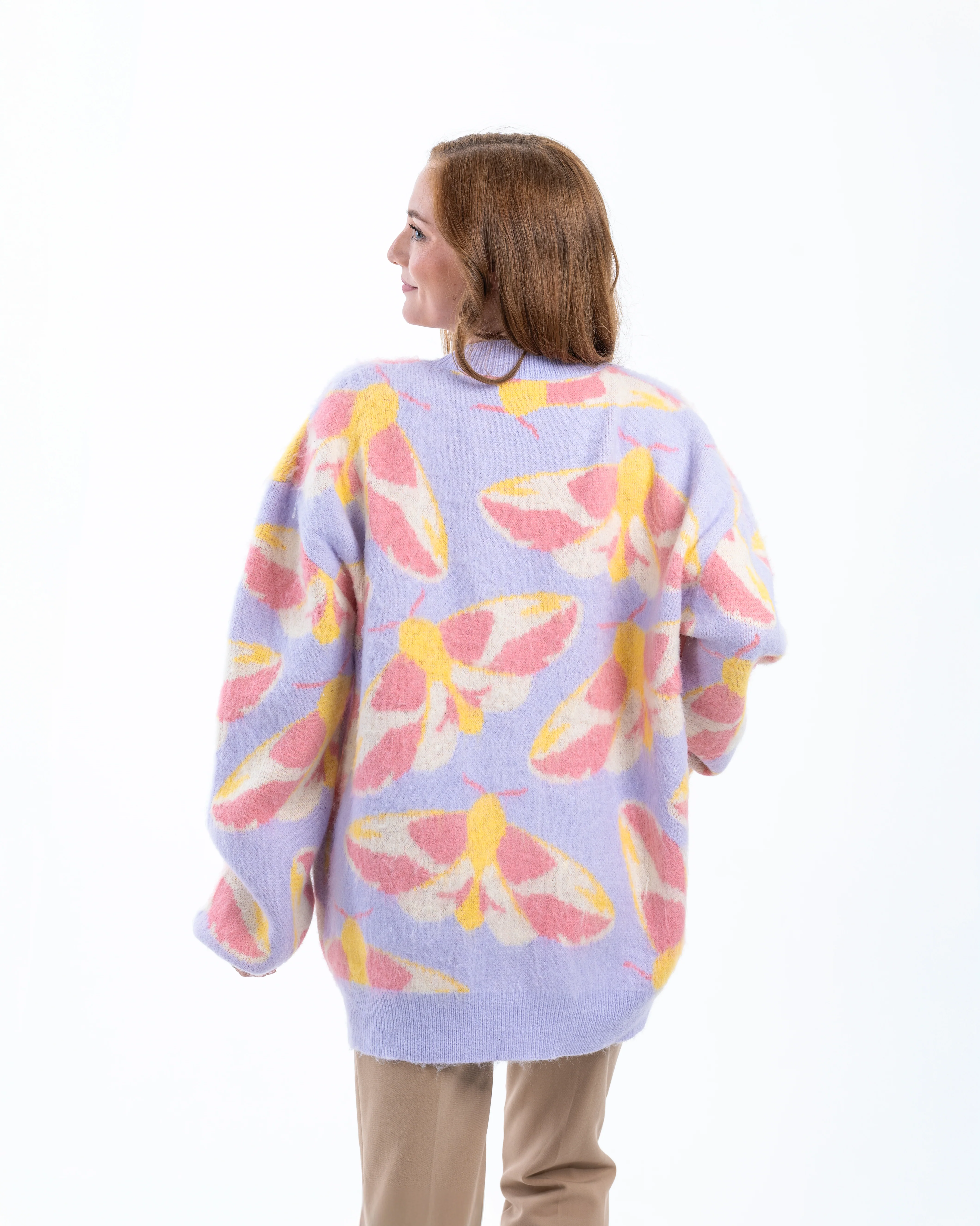 Fuzzy Rosy Maple Moth Cardigan - Image 5