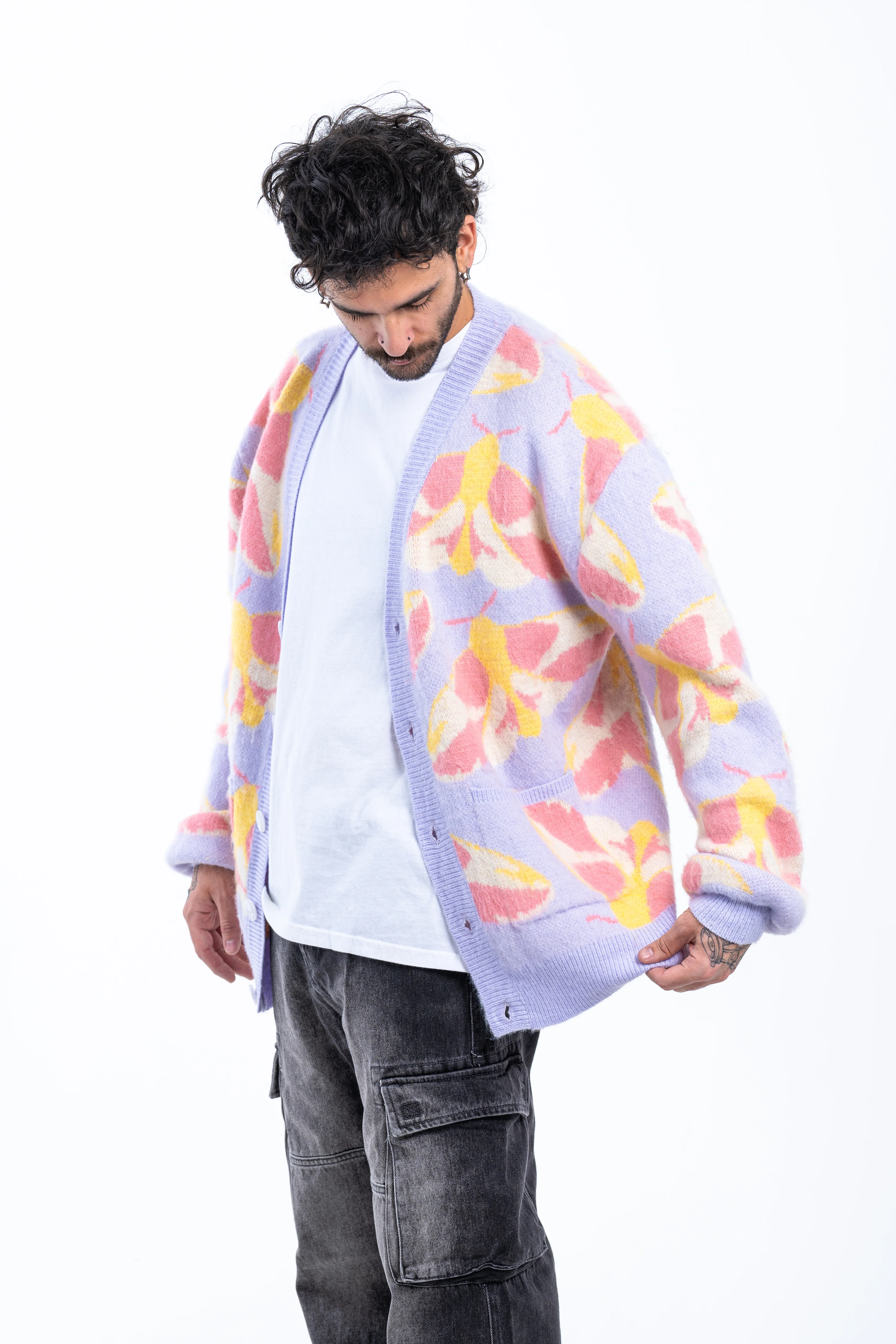 Fuzzy Rosy Maple Moth Cardigan - Image 9
