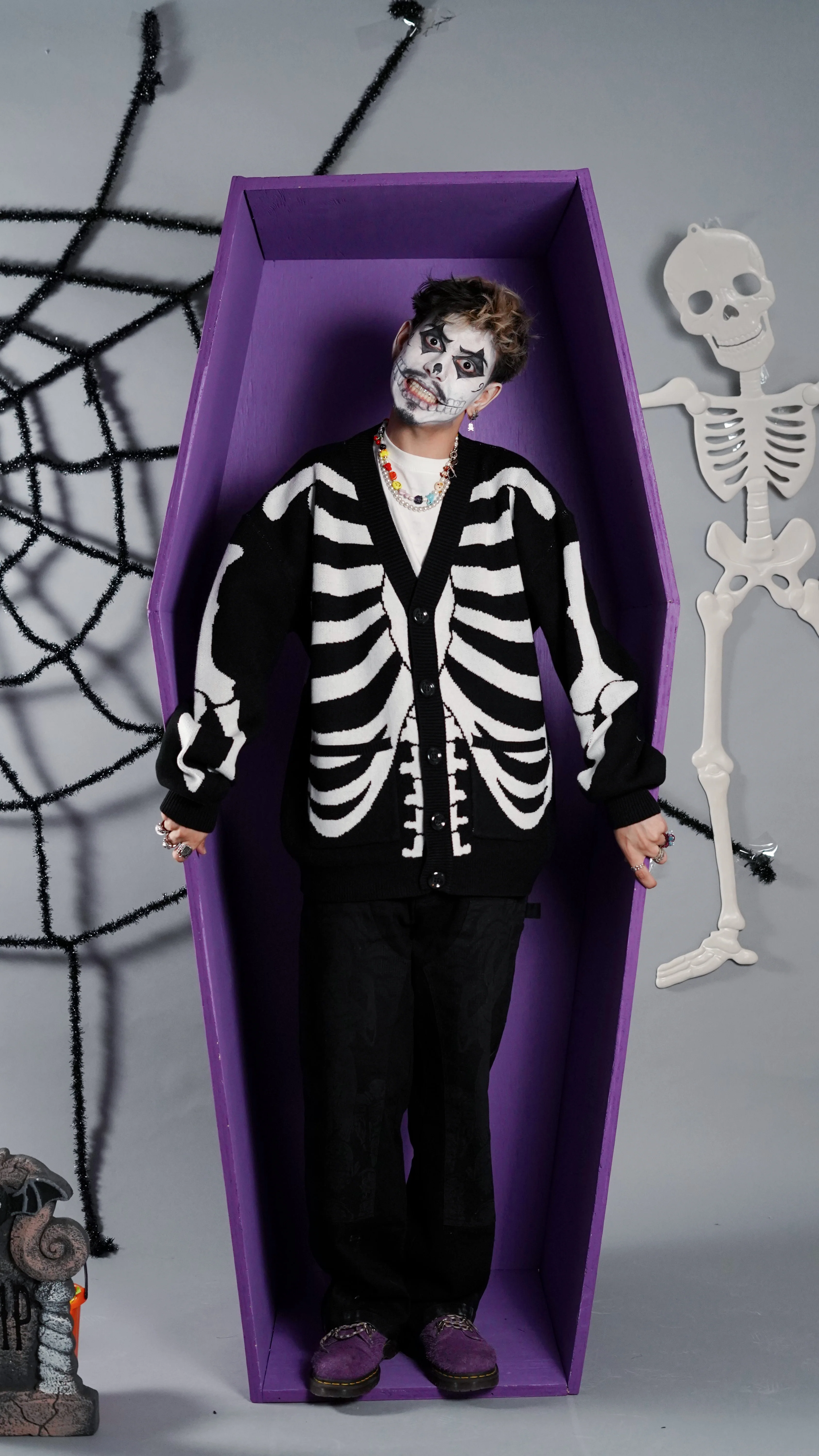 Spooky Scary Skeleton Cardigan - Image 3