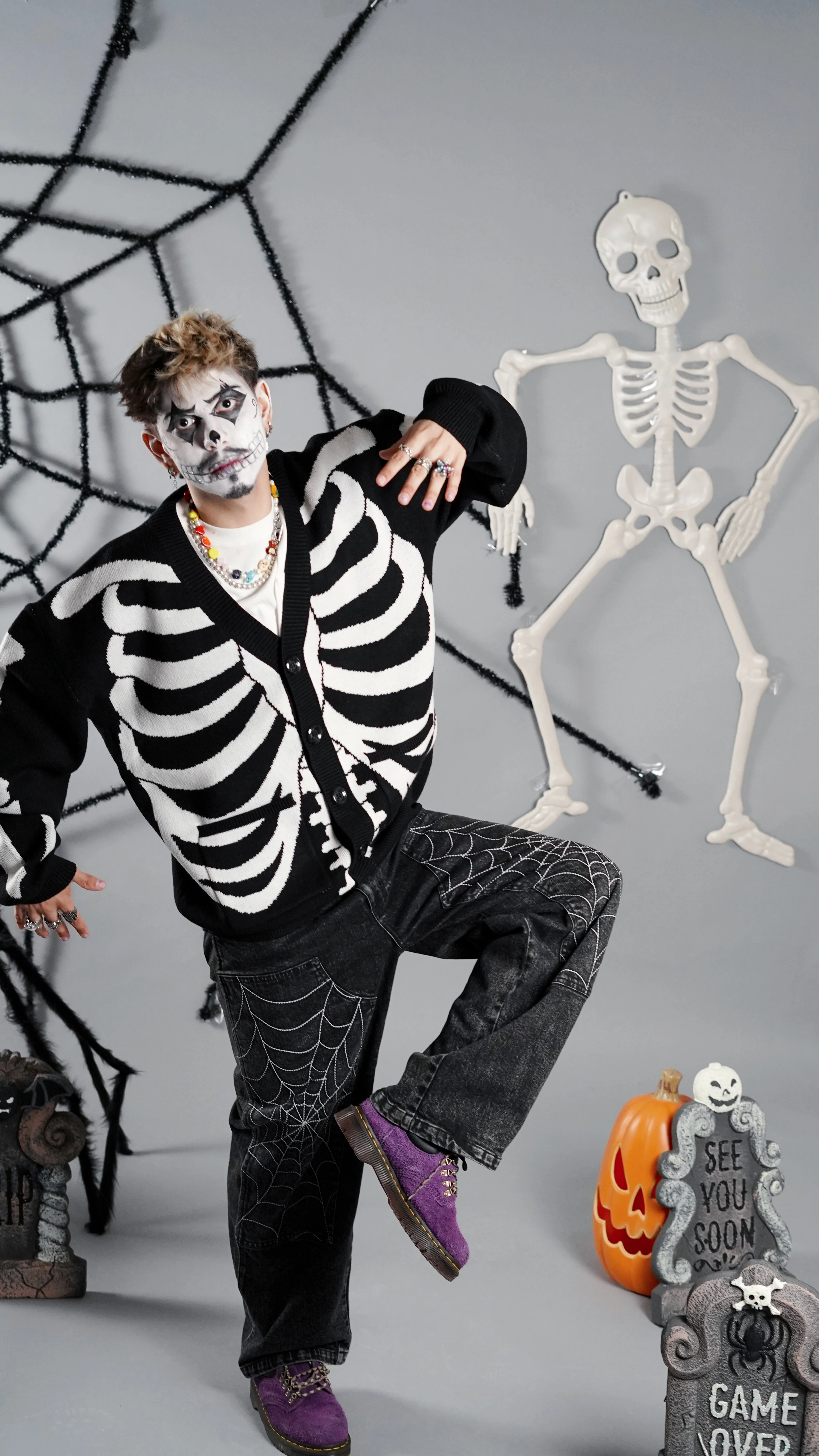 Spooky Scary Skeleton Cardigan - Image 5